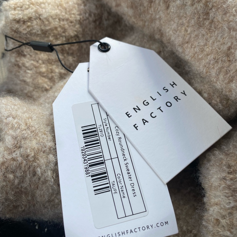 English Factory Cozy Beige Long Sleeve Knit Sweater Dress - Picture 5 of 7